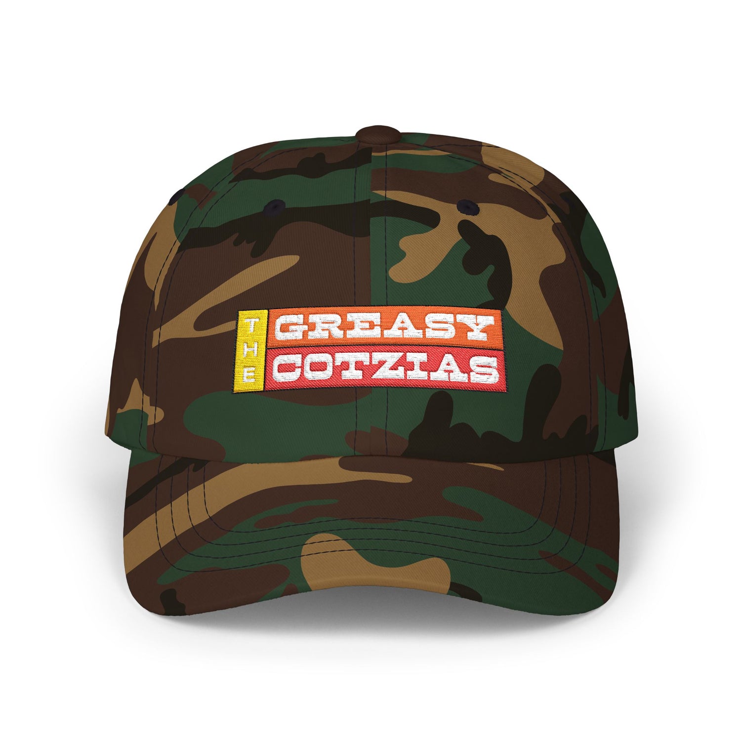 The Greasy Cotzias Baseball Hat v2 | Red Yellow Horizontal Logo