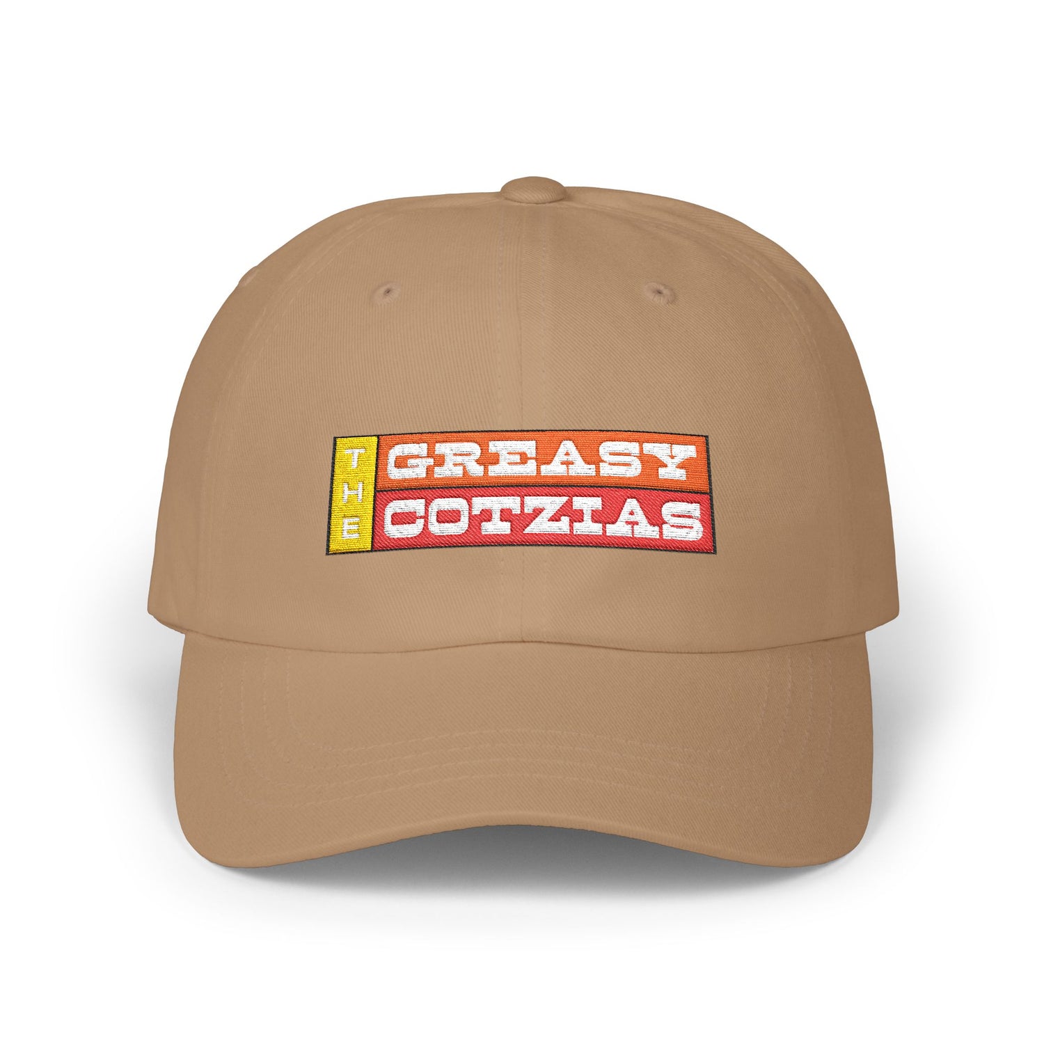 The Greasy Cotzias Baseball Hat v2 | Red Yellow Horizontal Logo