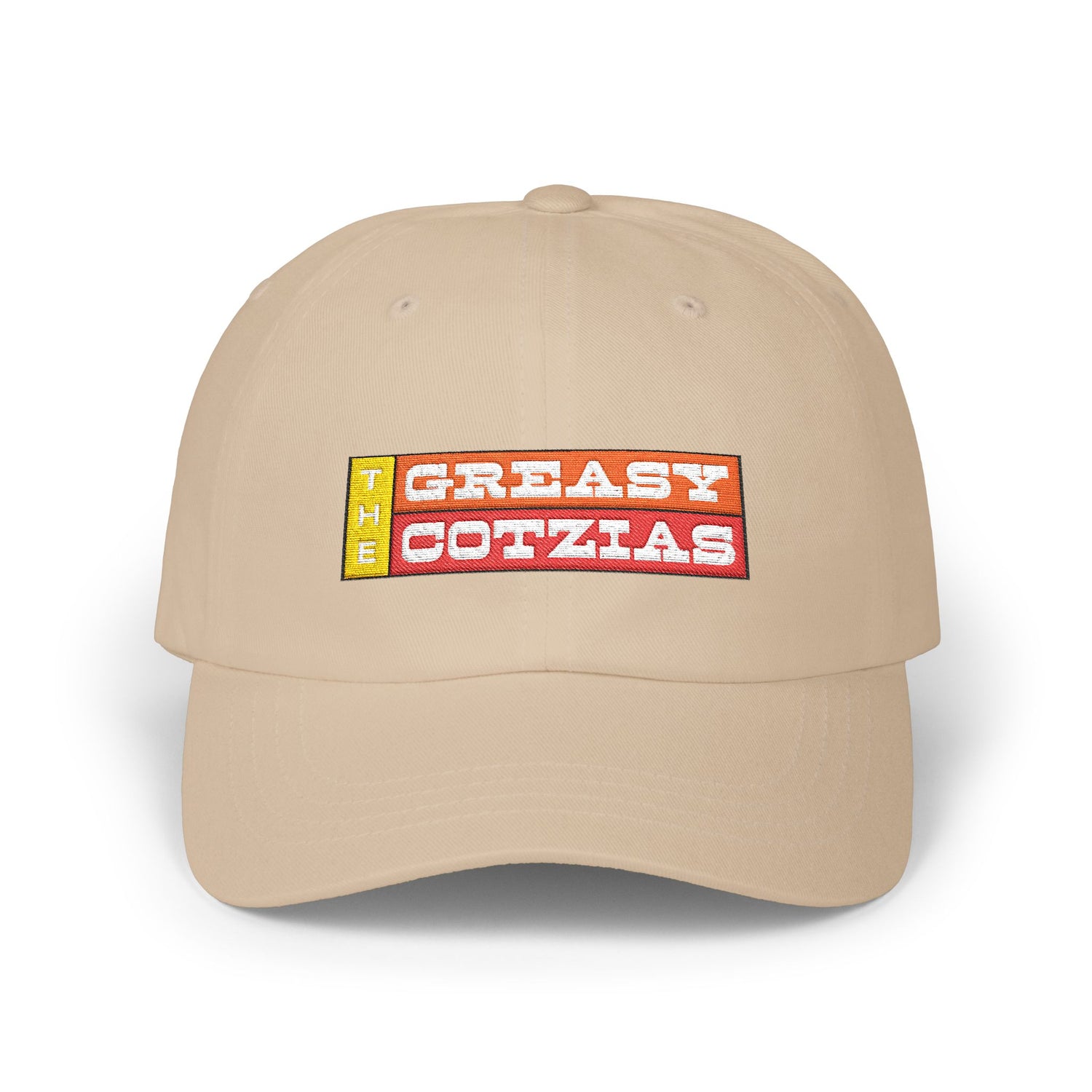 The Greasy Cotzias Baseball Hat v2 | Red Yellow Horizontal Logo