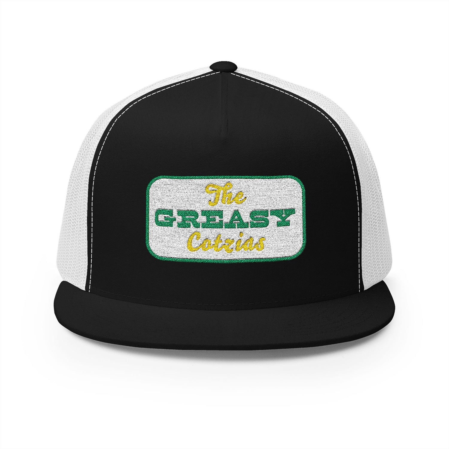 The Greasy Cotzias Trucker Hat  |  Blue / Yellow Logo