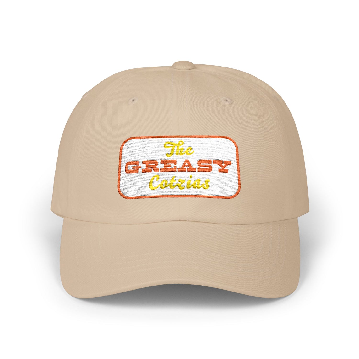 The Greasy Cotzias Baseball Hat | Orange Yellow Logo