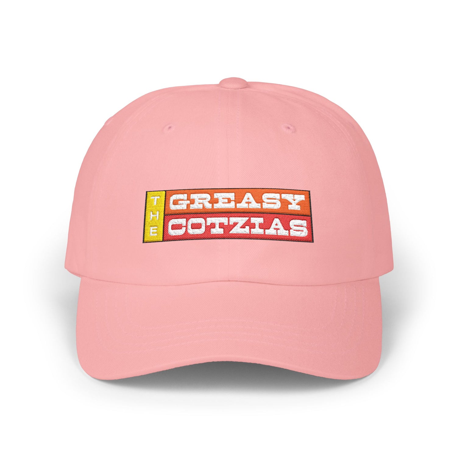 The Greasy Cotzias Baseball Hat v2 | Red Yellow Horizontal Logo