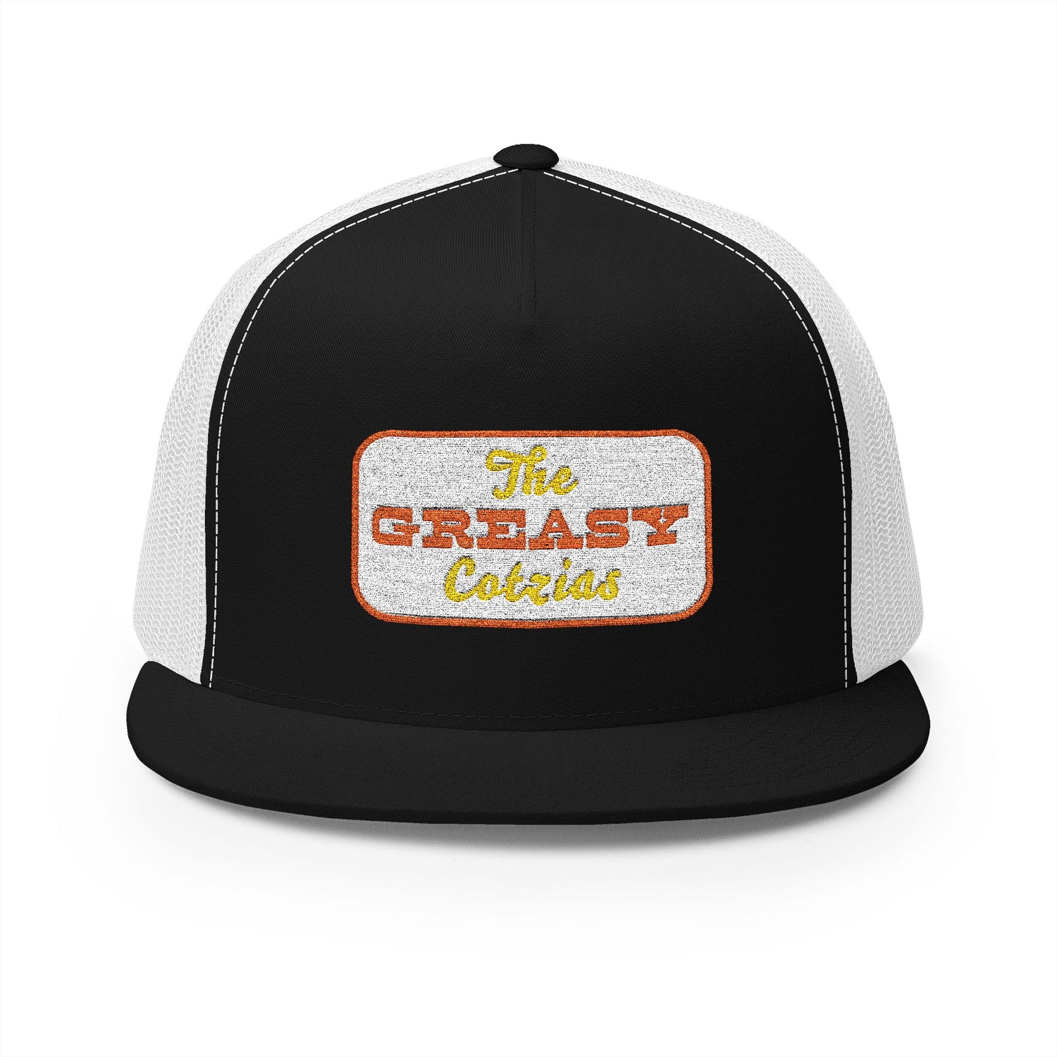 The Greasy Cotzias Trucker Hat  |  Red / Orange Logo
