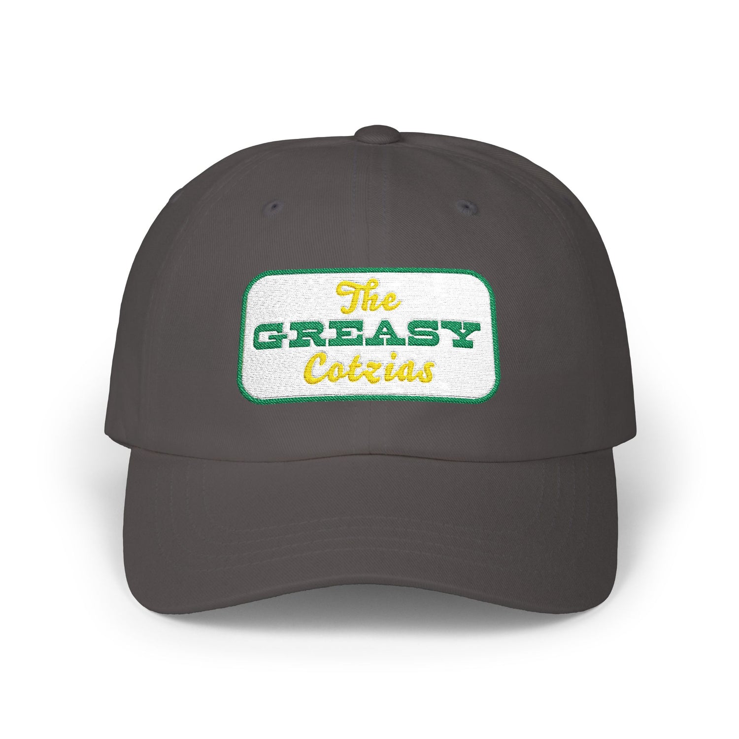 The Greasy Cotzias Baseball Hat | Green Yellow Logo