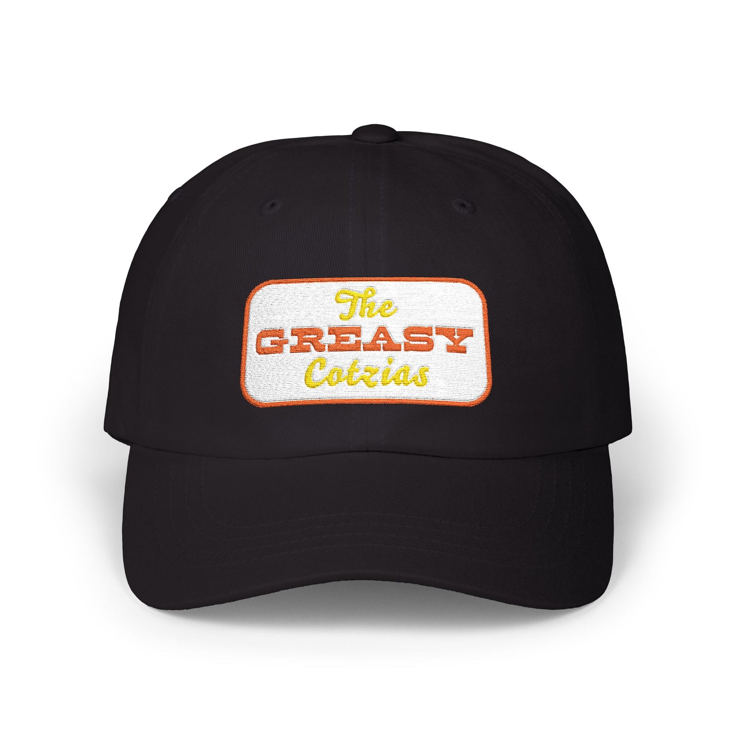 The Greasy Cotzias Baseball Hat | Orange Yellow Logo