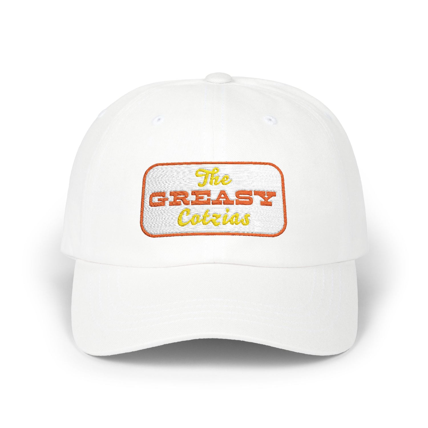 The Greasy Cotzias Baseball Hat | Orange Yellow Logo