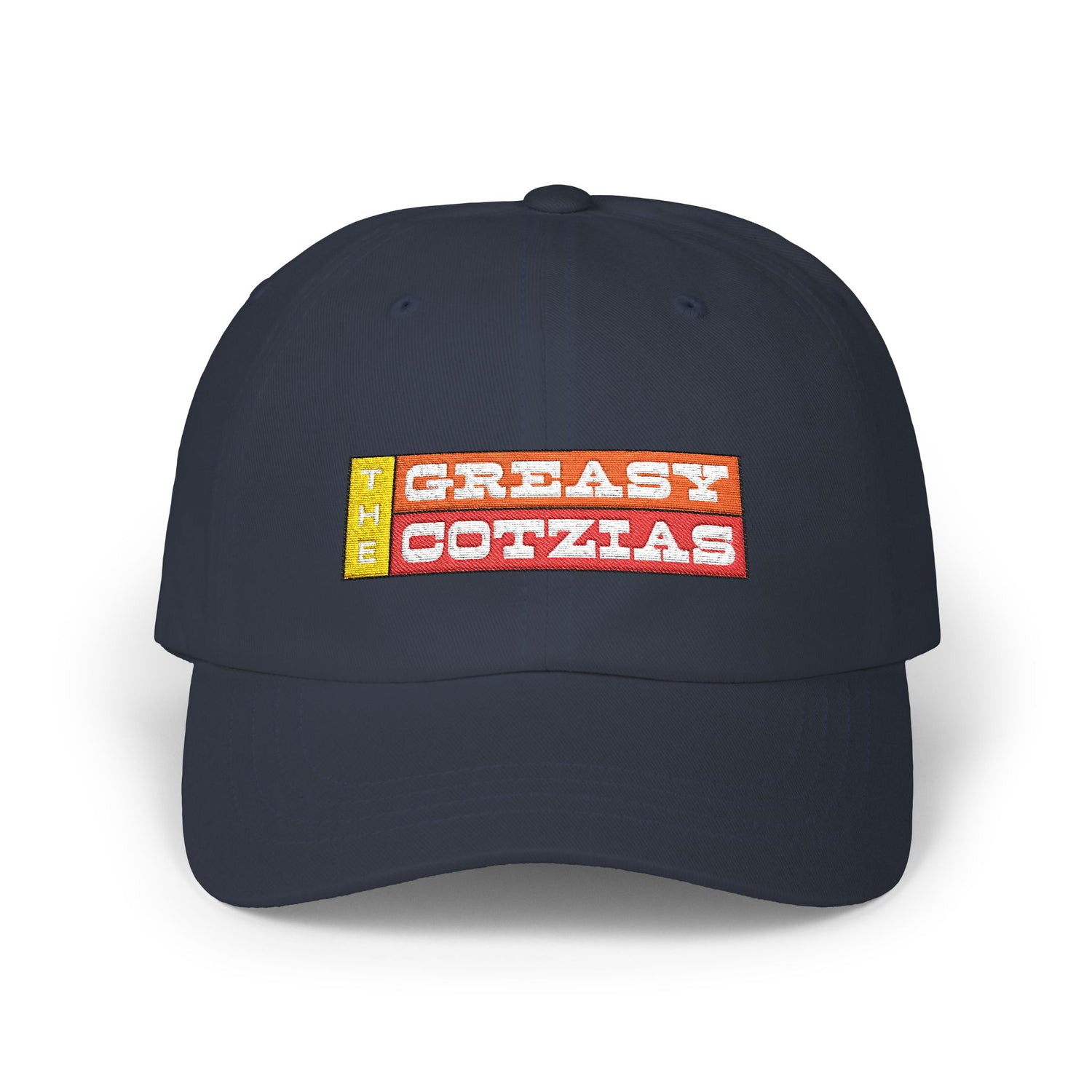 The Greasy Cotzias Baseball Hat v2 | Red Yellow Horizontal Logo