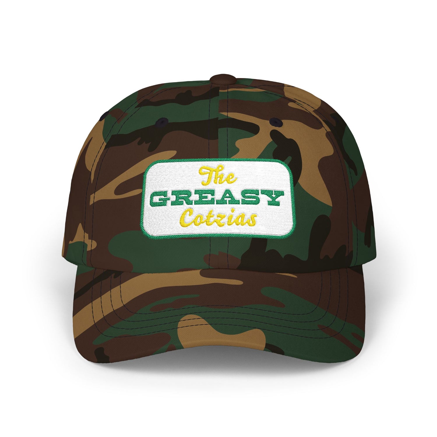The Greasy Cotzias Baseball Hat | Green Yellow Logo