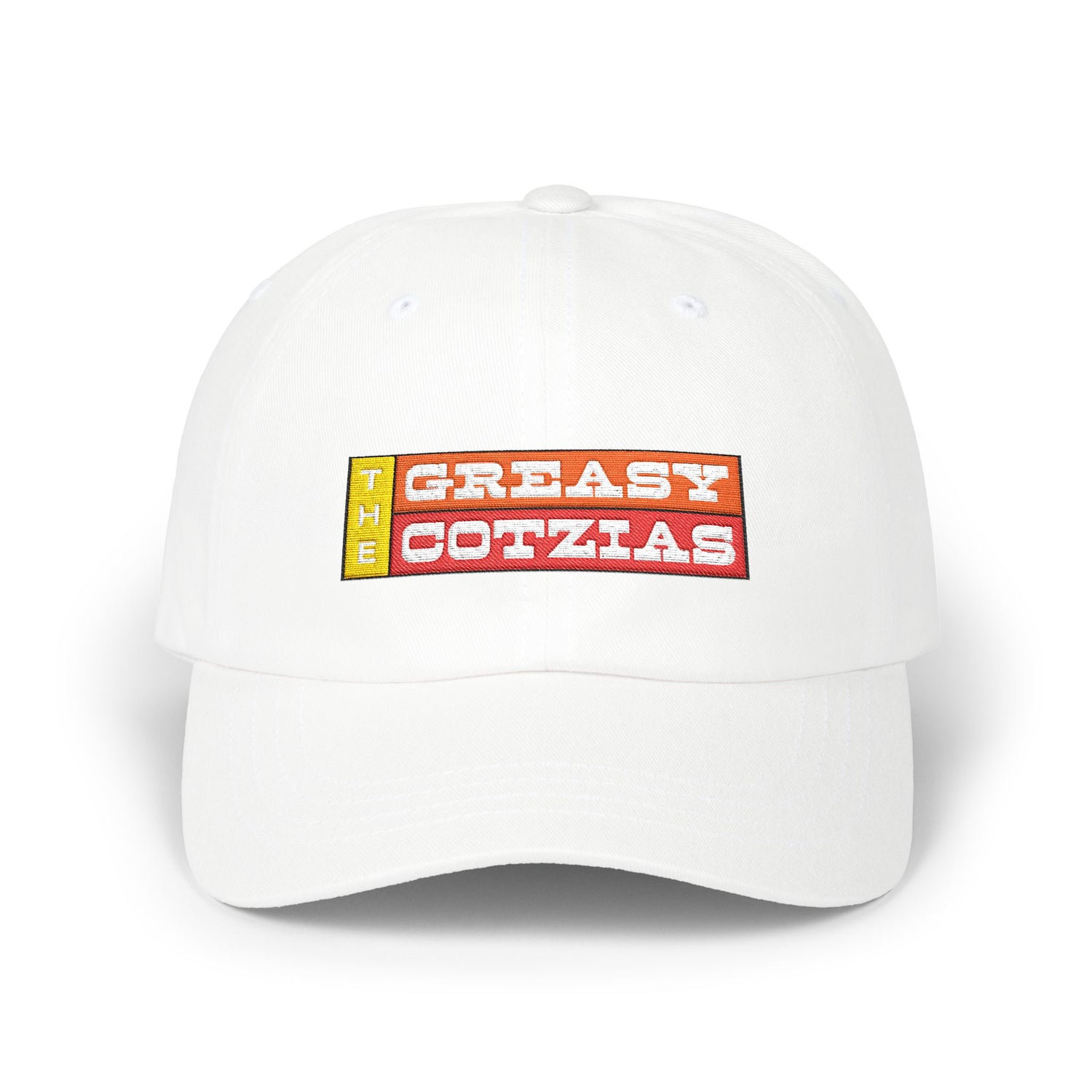 The Greasy Cotzias Baseball Hat v2 | Red Yellow Horizontal Logo