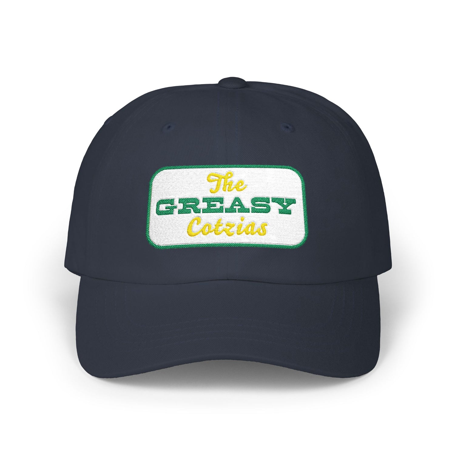 The Greasy Cotzias Baseball Hat | Green Yellow Logo